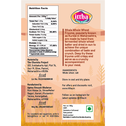 Whole Wheat Kurdai Fryums | Whole wheat papad