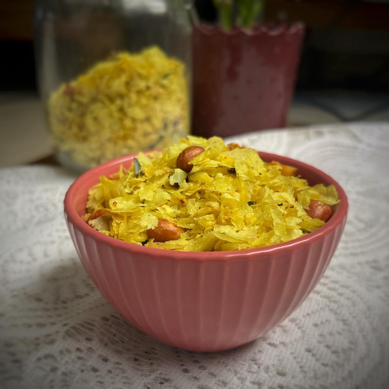 Roasted Poha Chivda | Made with minimal oil
